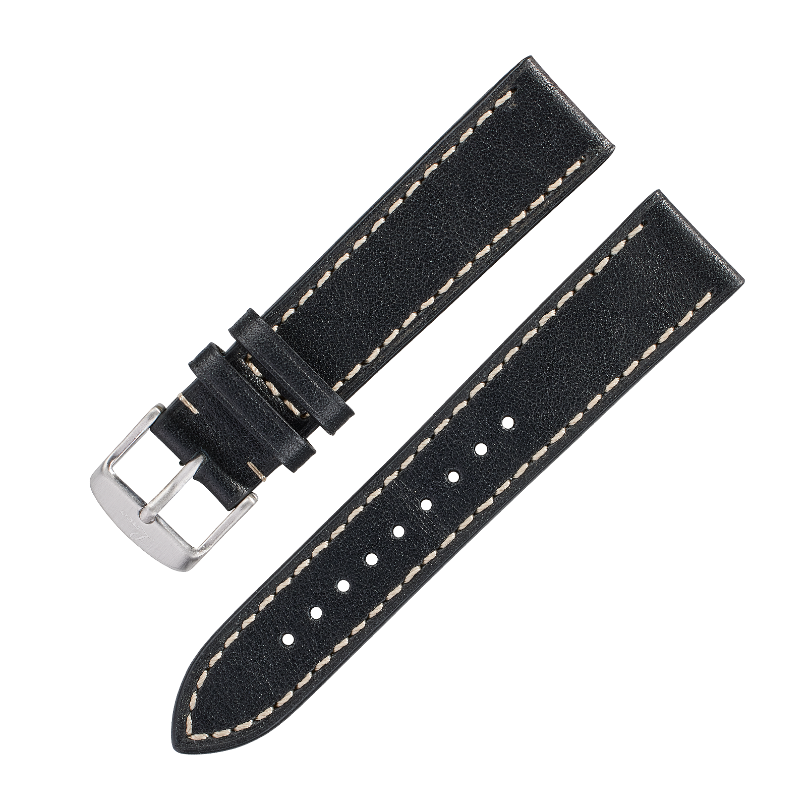Leather strap black „Stuttgart / Karlsruhe“