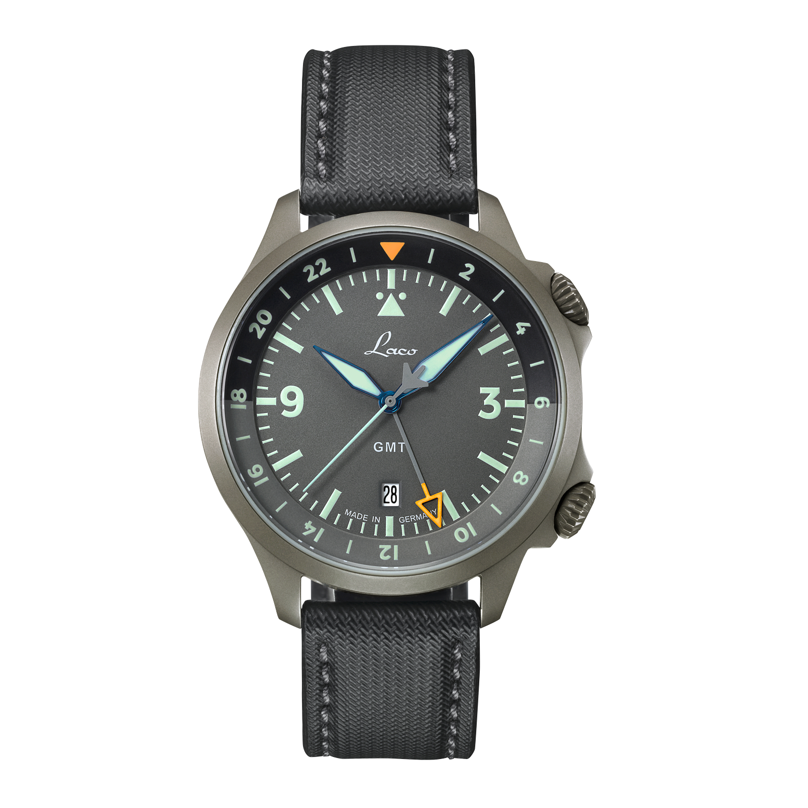 Pilot Watches Special Models by Laco Watches Model FRANKFURT GMT GRAU