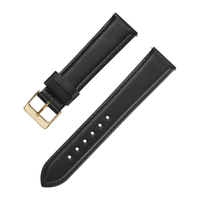 Leatherstrap black 18 mm