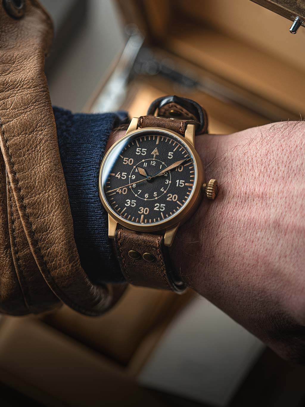 Pilot Watch Original by Laco Watches Model Leipzig Bronze
